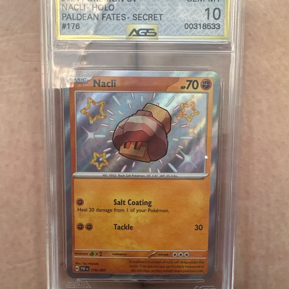 2024 Pokemon SV Nacli Holo Paldean Fates Secret #176 AGS Gem mint 10